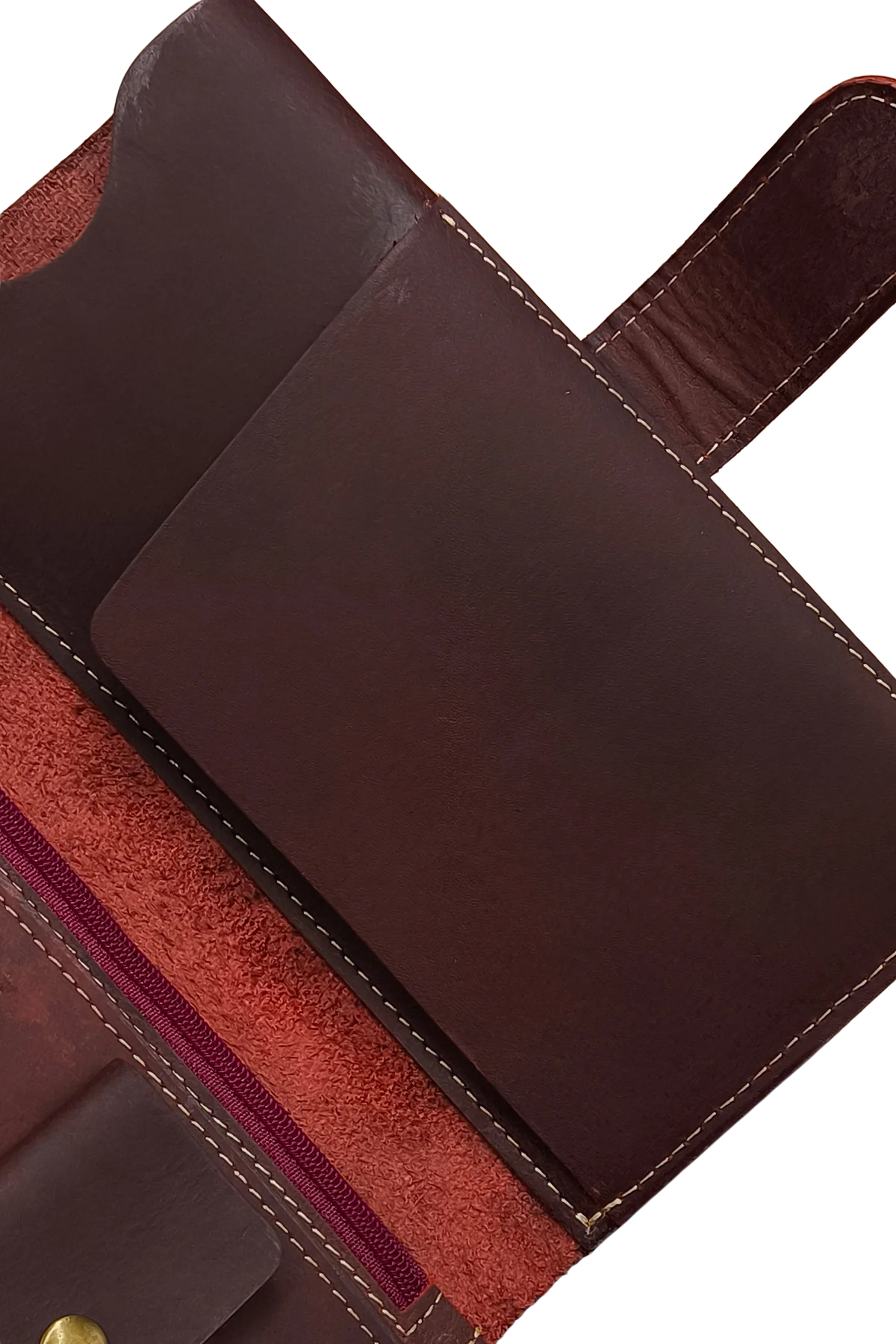 Men’s Brown Leather Wallet - Button Closure, Slim Design