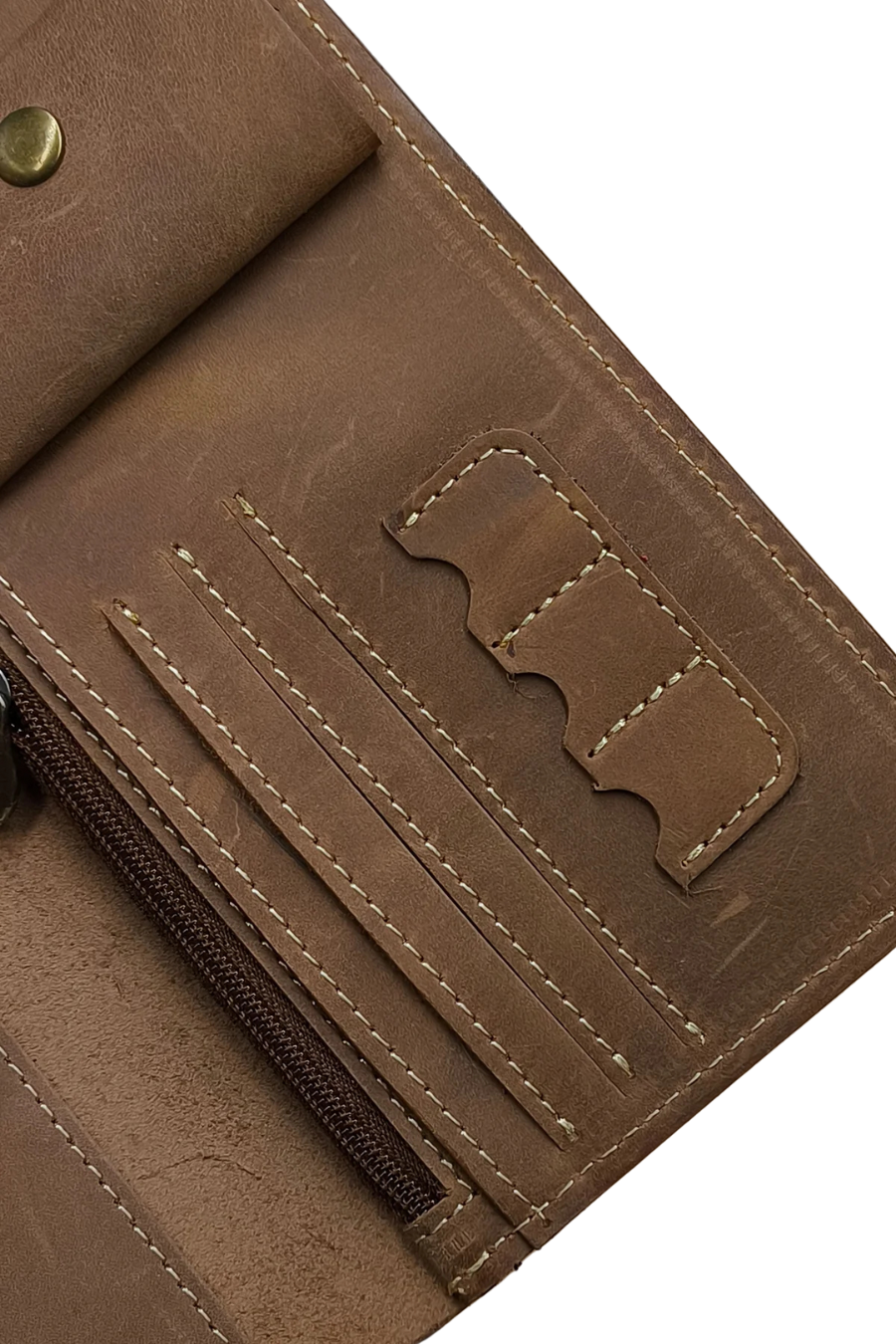 Men's Tan Leather Wallet - Button Closure