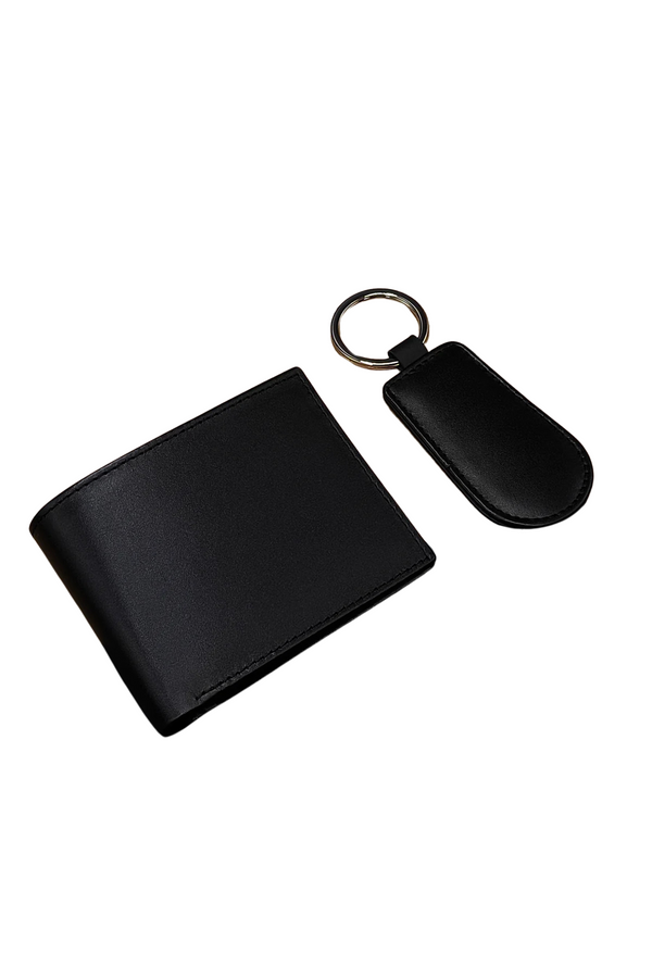 Men’s Black Leather Wallet with Keychain