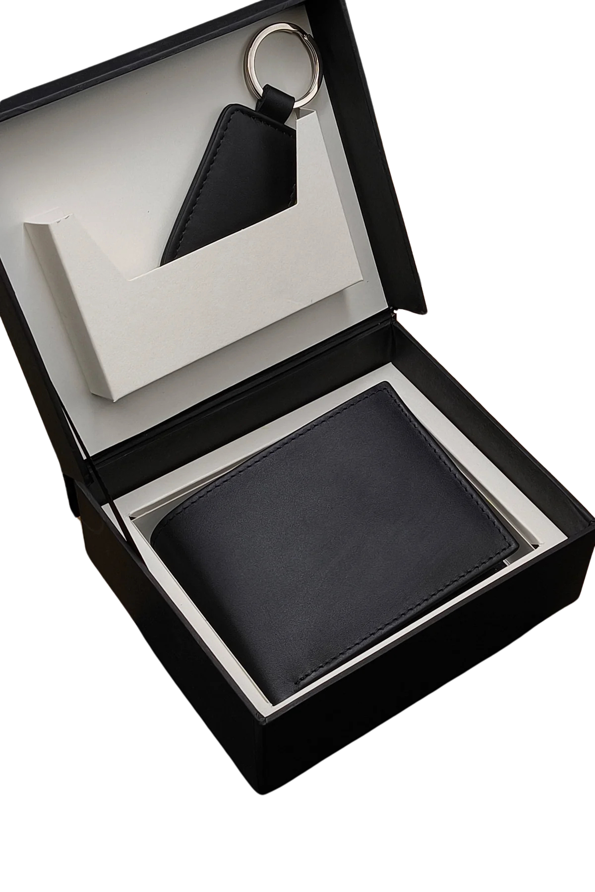 Men’s Gift Set: Black Leather Wallet with Keychain
