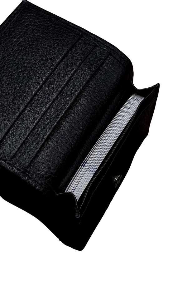 Men’s Minimalist Bifold Wallet – Genuine Black Leather