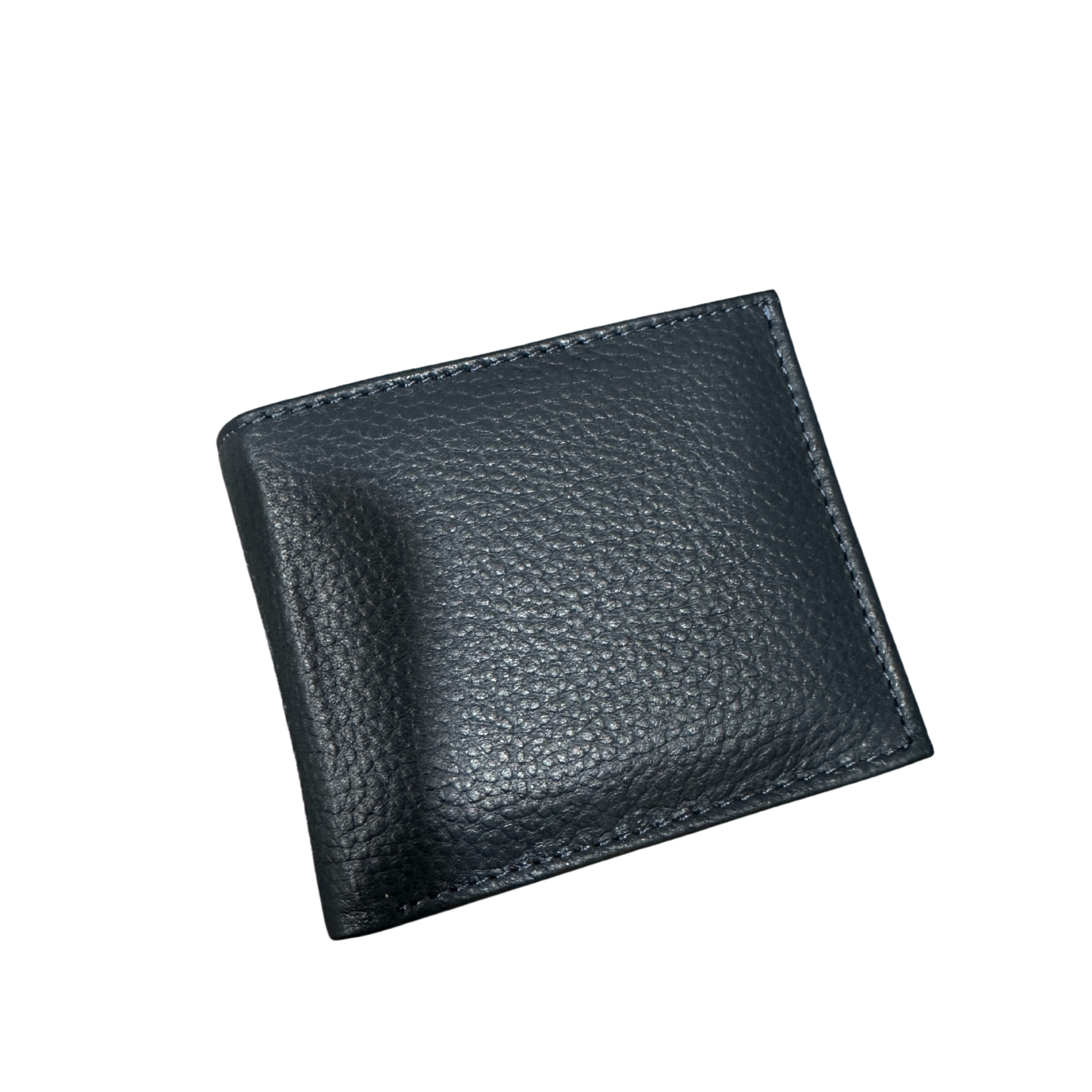 Luxury Slim Bifold Wallet – Black Pebbled Leather for Men