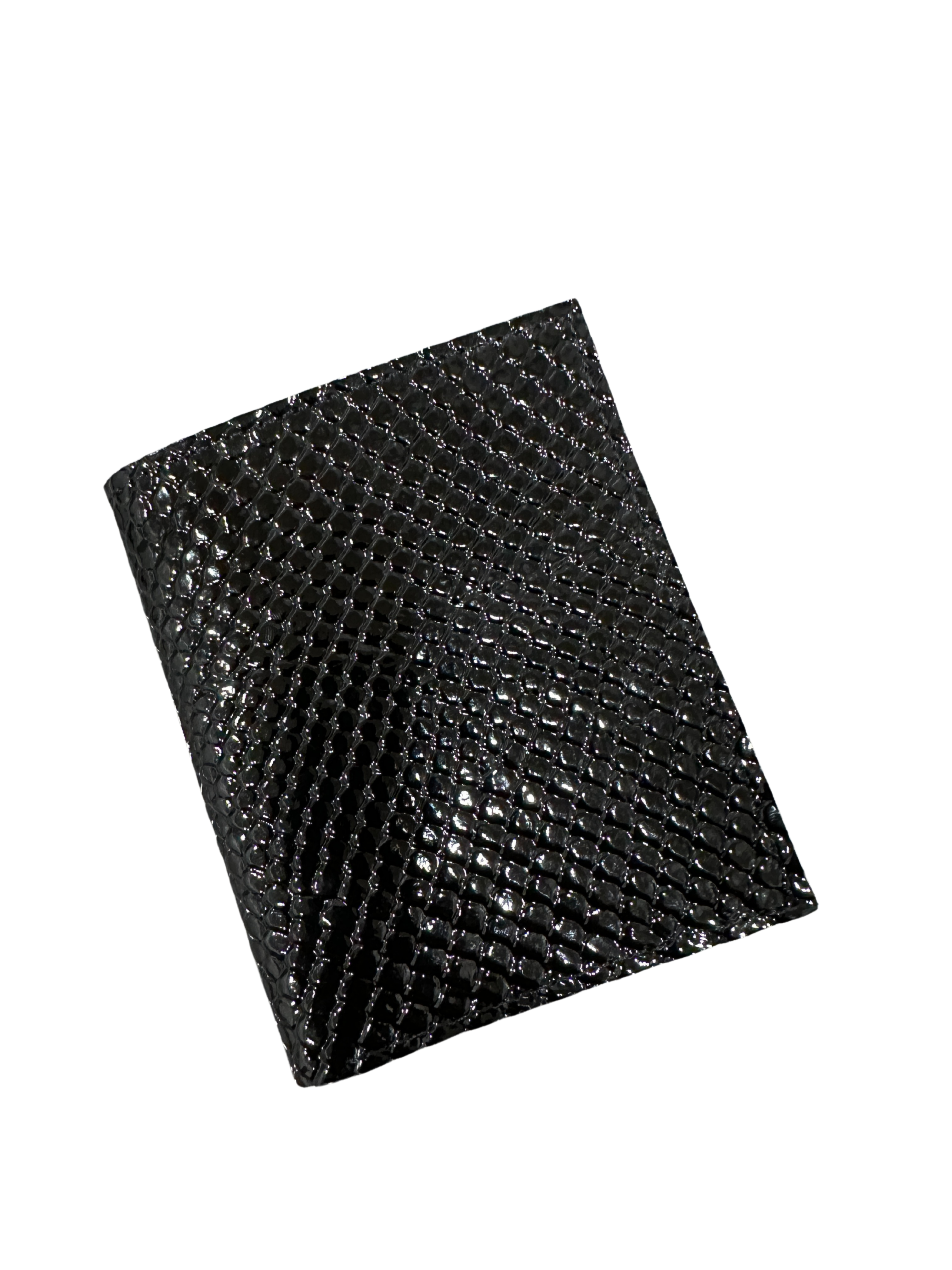 Black Crocodile-Embossed Leather Bifold Wallet