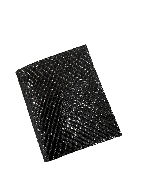 Black Crocodile-Embossed Leather Bifold Wallet