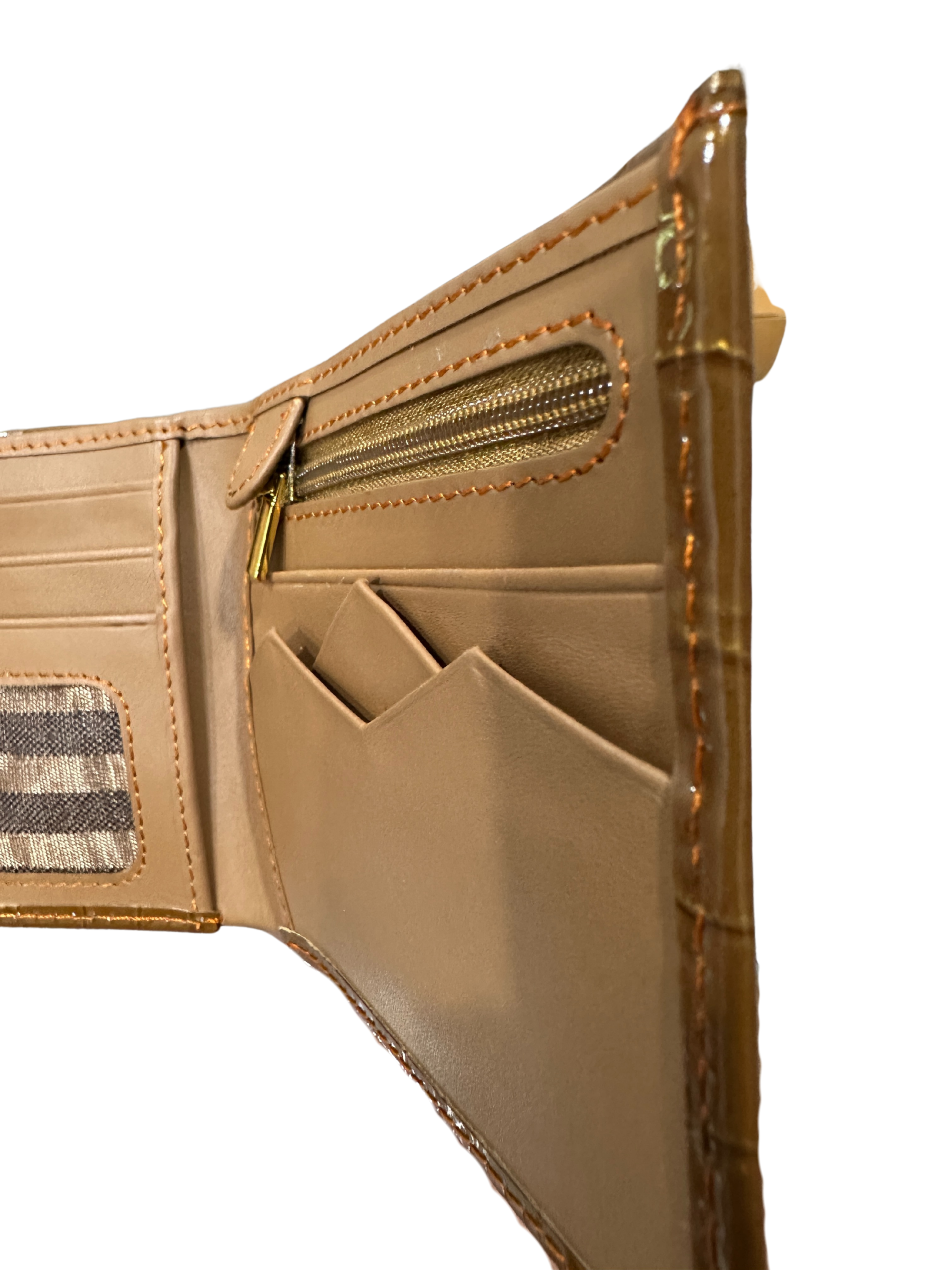 Men's Tan Croc-Embossed Leather Bifold Wallet – Slim & Stylish Design