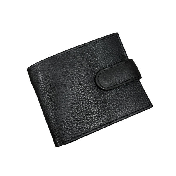 HeritageCraft Bifold Wallet | Black Leather Snap Wallet for Men
