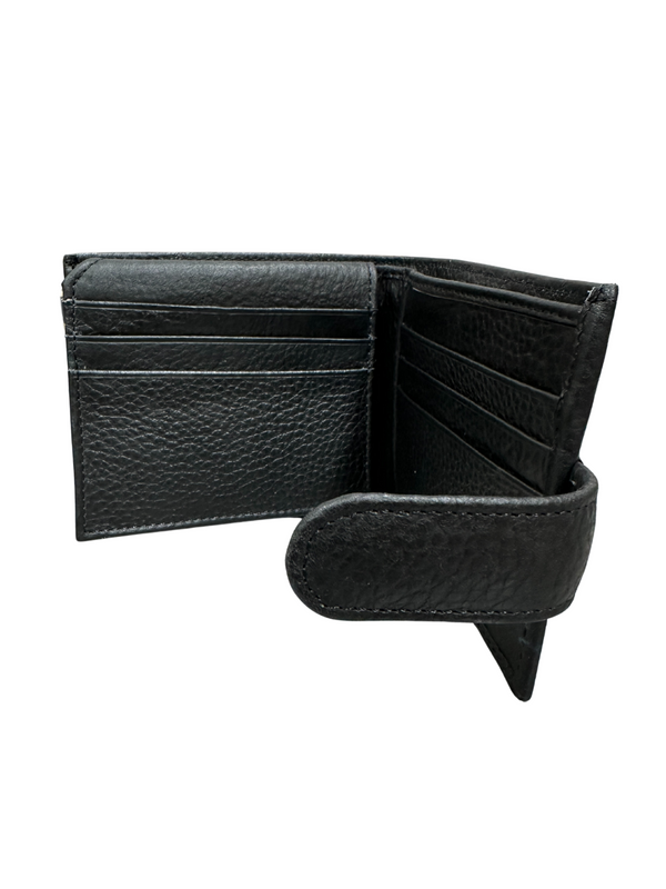 HeritageCraft Bifold Wallet | Black Leather Snap Wallet for Men