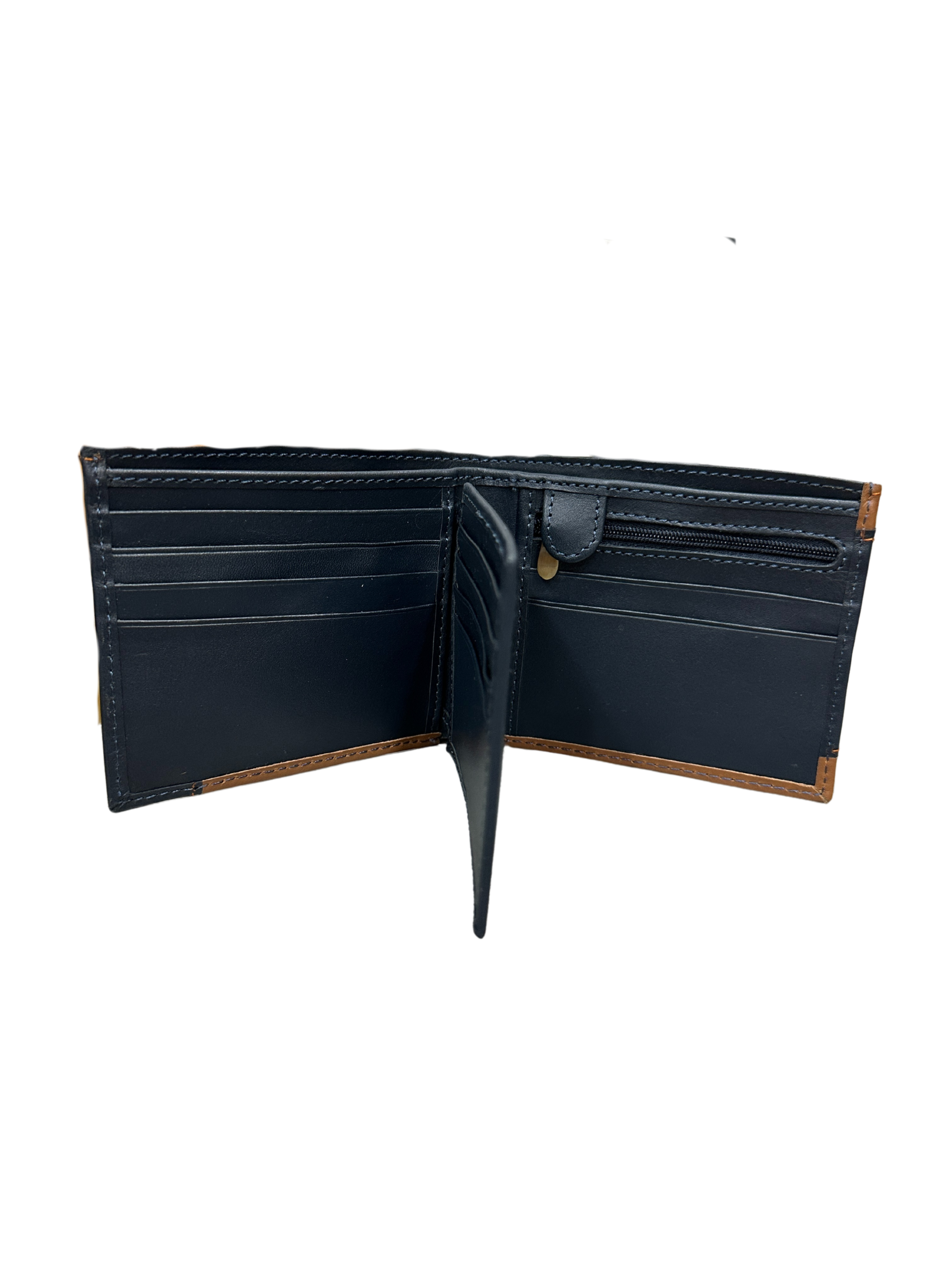 Stylish Men’s Leather Wallet – Slim Bifold, Black & Tan Finish