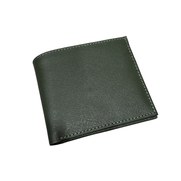 Dark Green Bifold Wallet – Genuine Textured Leather for Men
