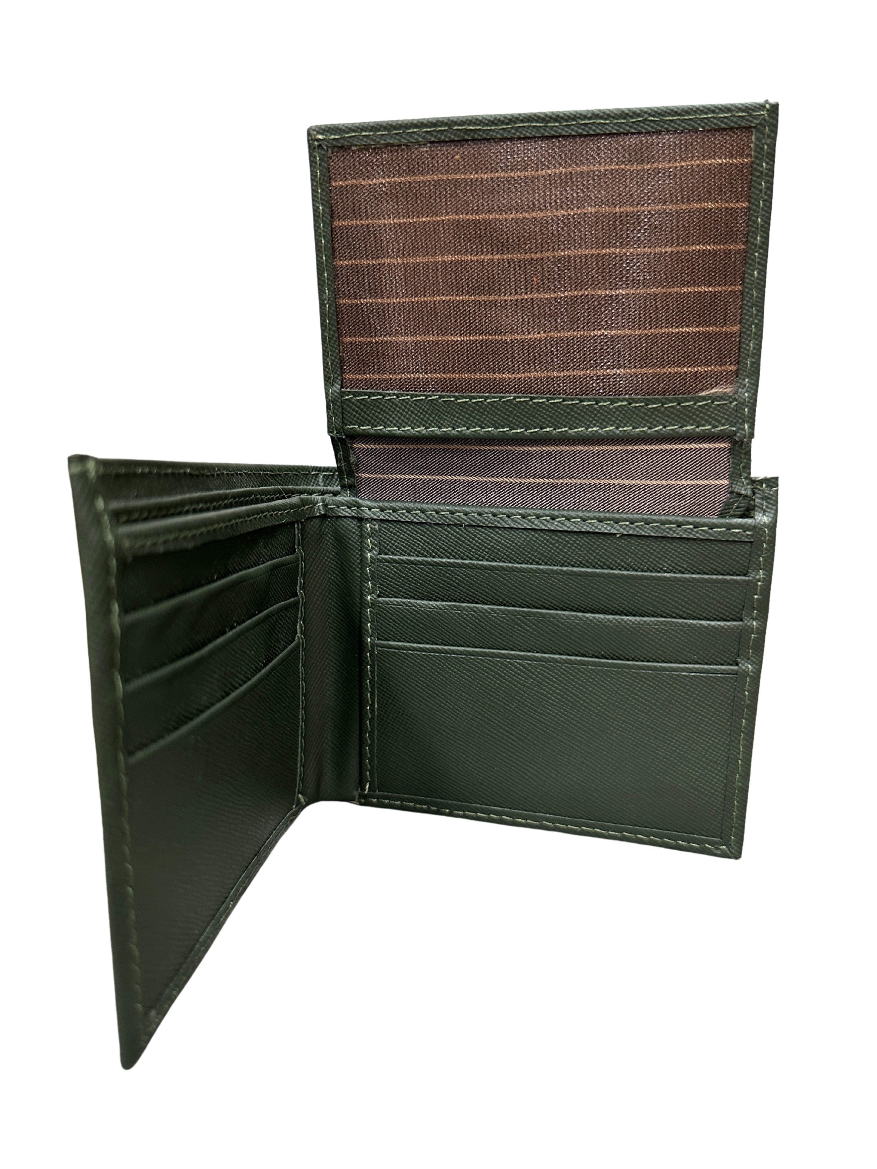 Dark Green Bifold Wallet – Genuine Textured Leather for Men