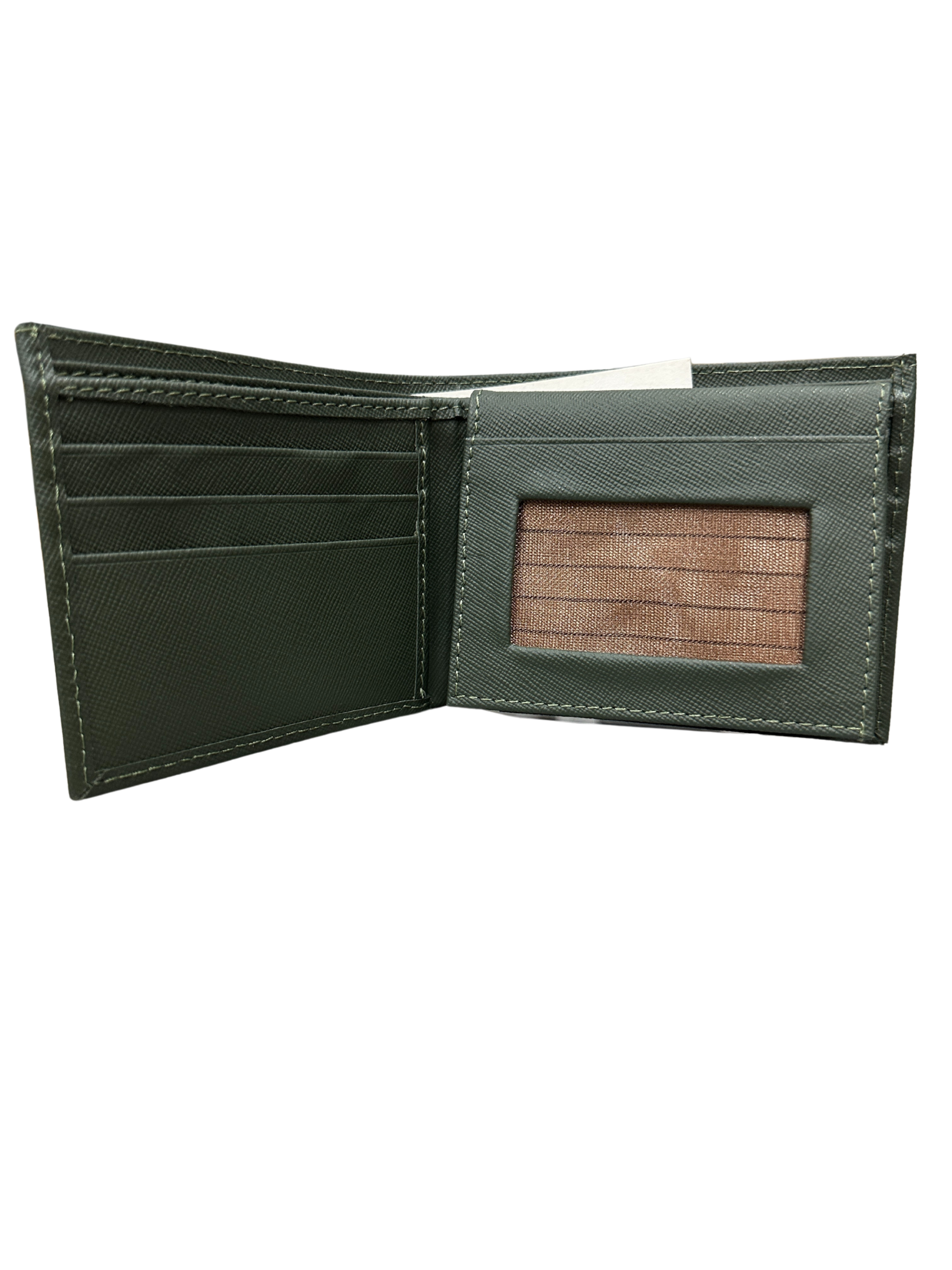 Dark Green Bifold Wallet – Genuine Textured Leather for Men