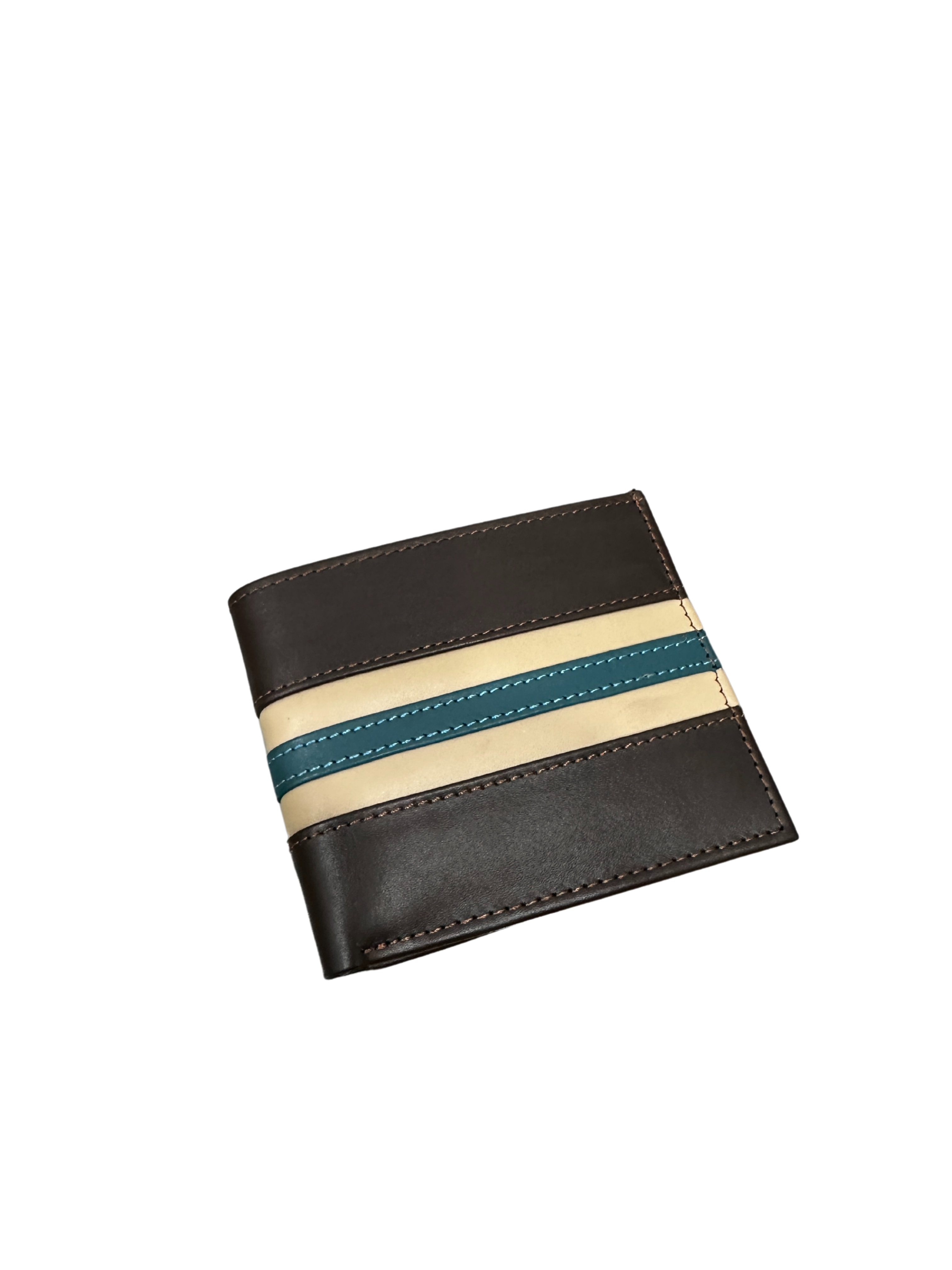 Handcrafted Leather Bifold Wallet - Multi-Color Striped Design