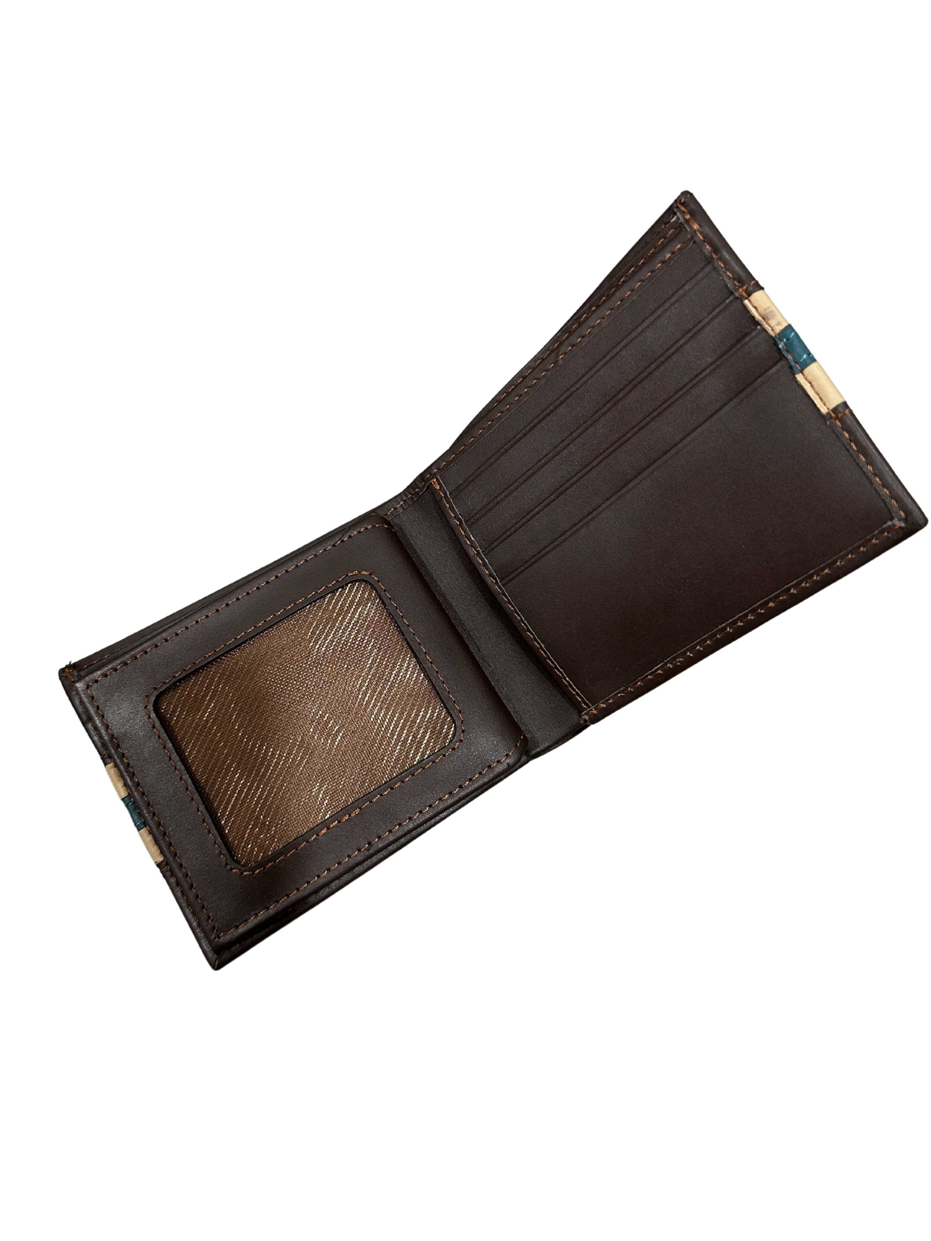 Handcrafted Leather Bifold Wallet - Multi-Color Striped Design