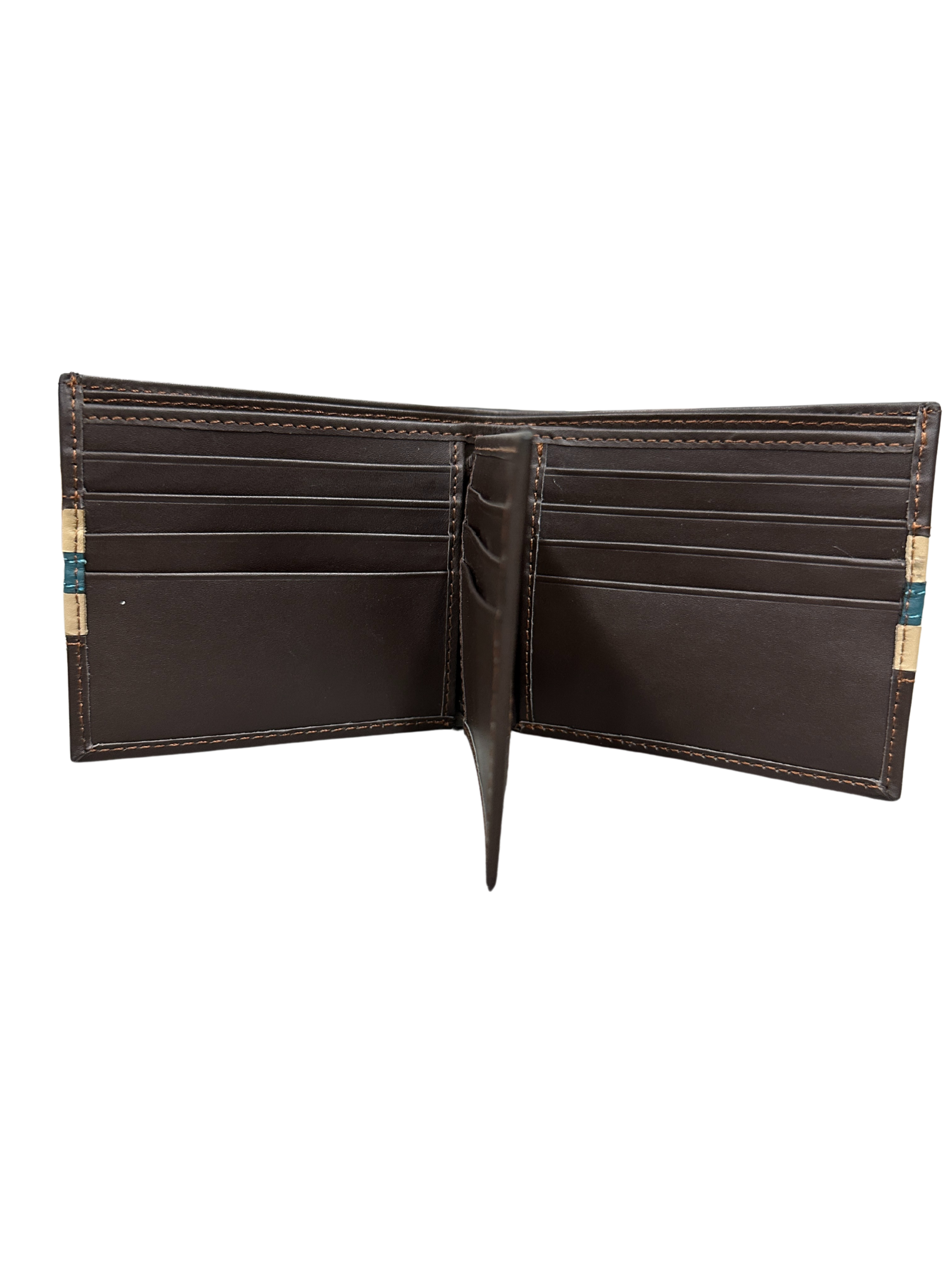 Handcrafted Leather Bifold Wallet - Multi-Color Striped Design