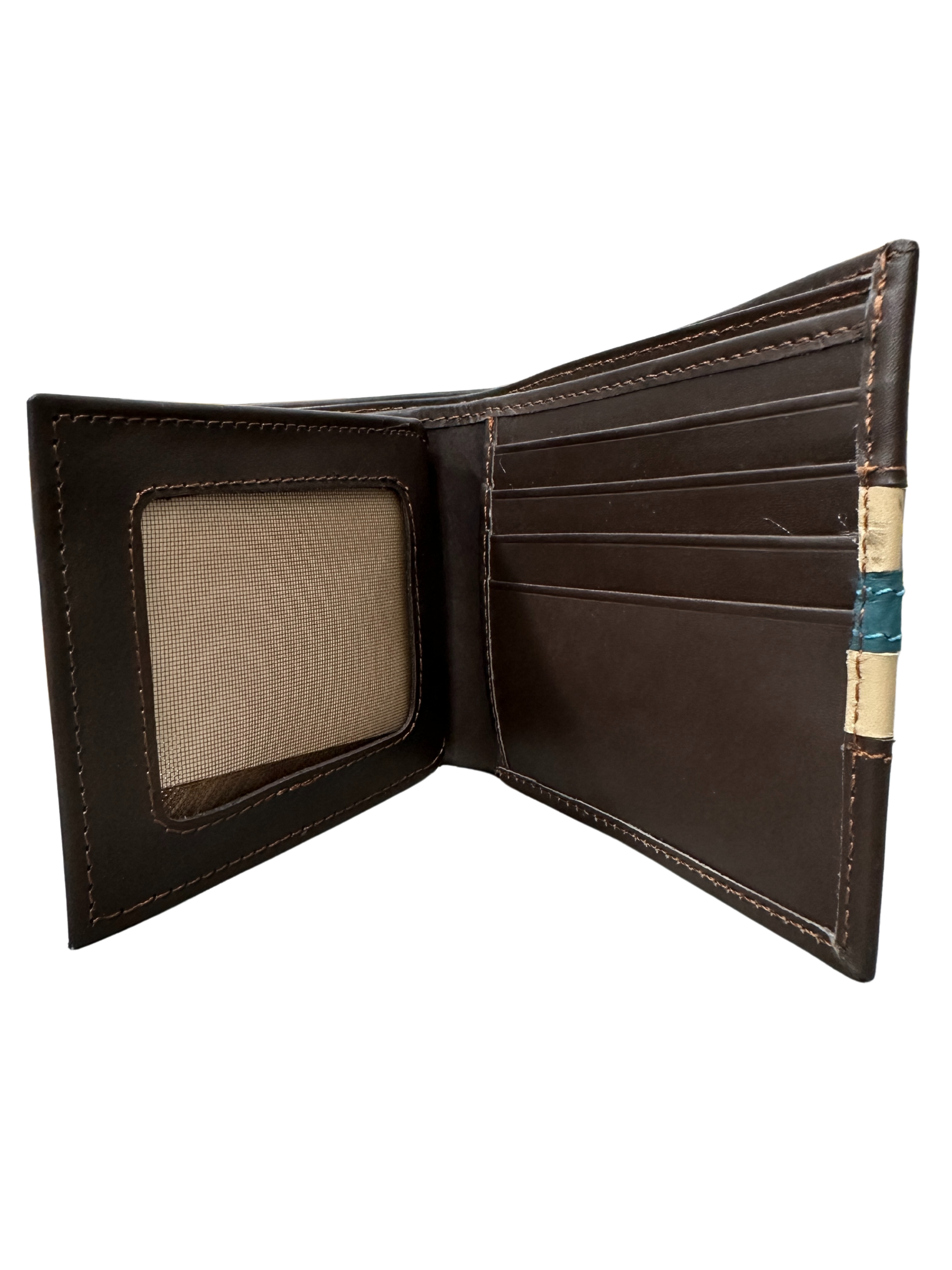 Handcrafted Leather Bifold Wallet - Multi-Color Striped Design