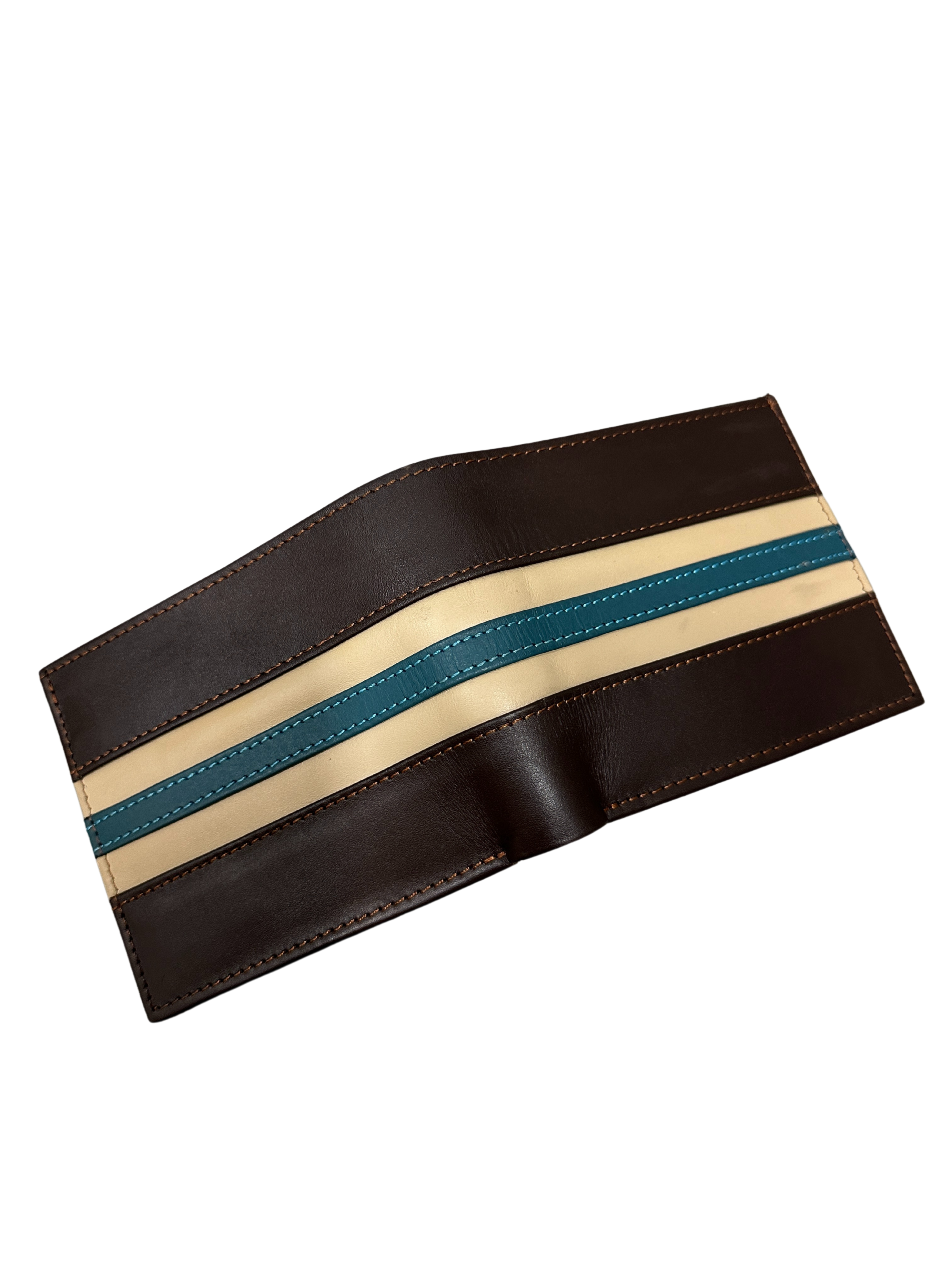 Handcrafted Leather Bifold Wallet - Multi-Color Striped Design