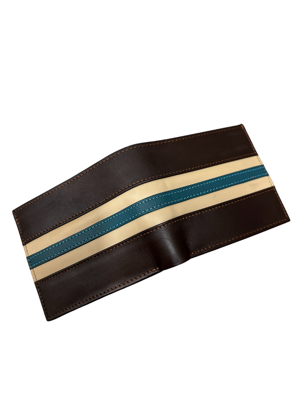Handcrafted Leather Bifold Wallet - Multi-Color Striped Design