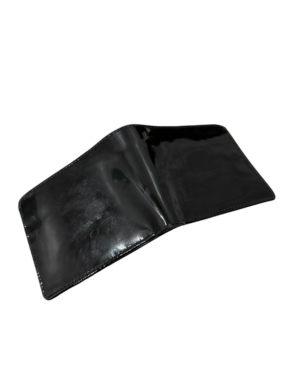 Luxury Glossy Black Leather Wallet - Handcrafted Bifold Style