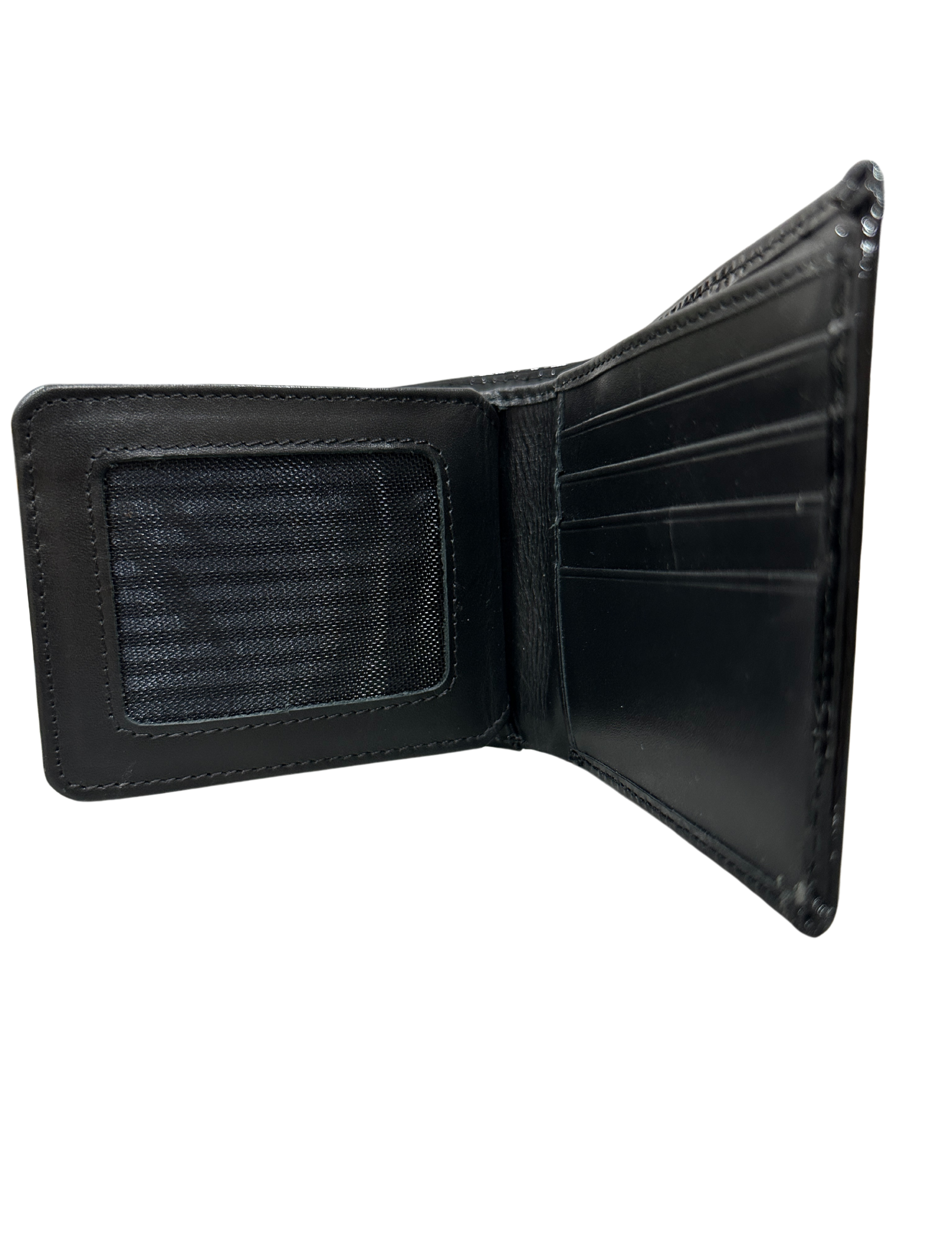 Luxury Glossy Black Leather Wallet - Handcrafted Bifold Style